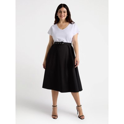 Robe bi-matière noire et blanche FIORELLA RUBINO