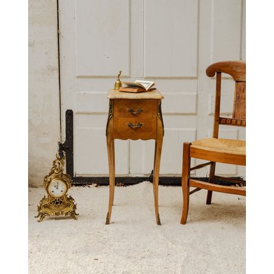 Meuble d'appoint en bois et marbre Francine N°962 - Bon état DEBONGOUT