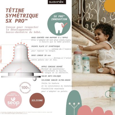 Biberon 270ml avec tétine SX Pro M Walk in the park vert SUAVINEX