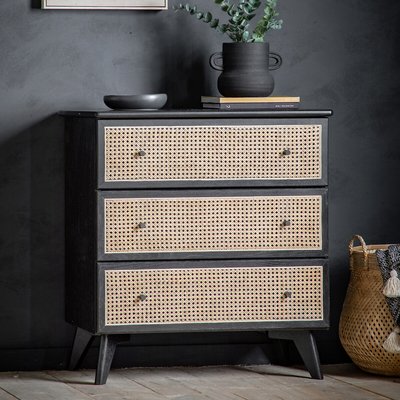 Sandra Solid Oak & Rattan Chest of Drawers SO'HOME