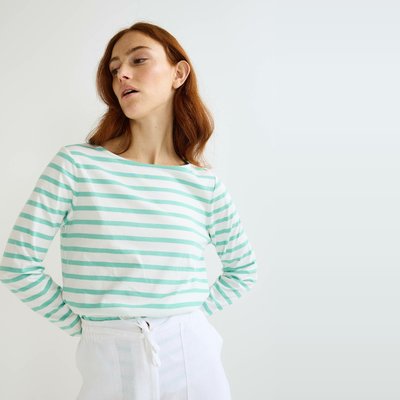 T-shirt manches longues rayé en coton BIO MONOPRIX