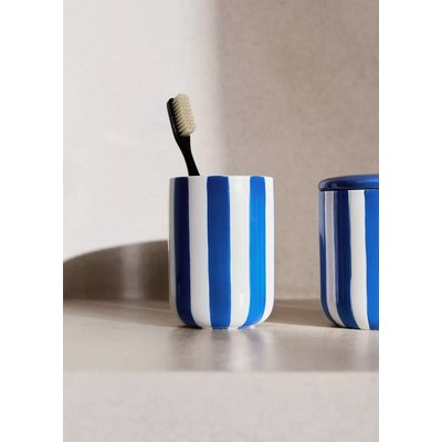 Gobelet à brosse à dents en céramique avec rayures peintes MANGO HOME