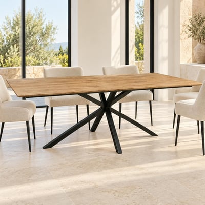 Table pied central en bois de teck recyclé 240 cm DEPOK PIER IMPORT