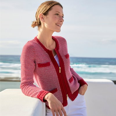 ANNE WEYBURN Cardigan col rond en grosse maille