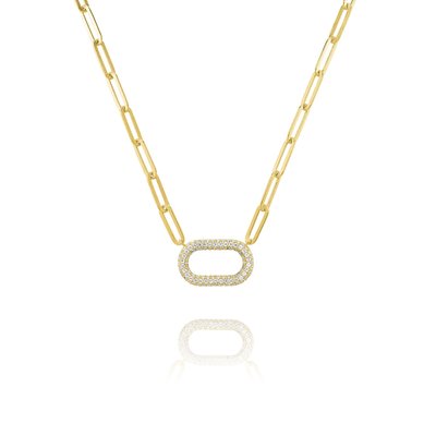 STYLES Necklace with Oval Pendant in Golden Silver & zirconium oxides CHARLES GARNIER