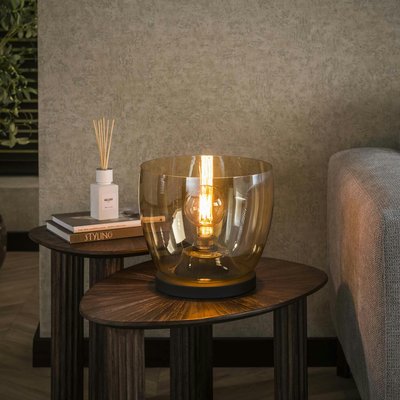 Lampe de salon moderne avec vasque en verre ambré 27 cm NIAGARA PIER IMPORT