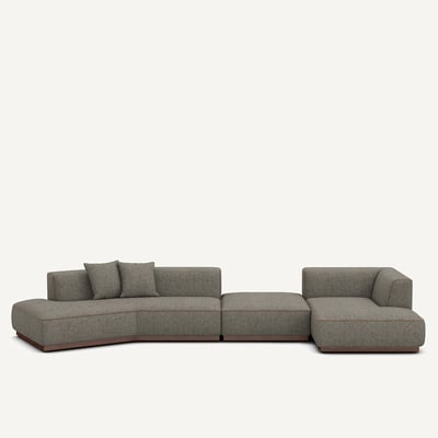 Canapé d'angle droit ouvert avec repose-pieds en tweedé, JACOPO AM.PM