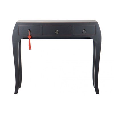 Console en bois noir style oriental 3 tiroirs - 96x26x80cm WADIGA