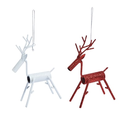 Set de 2 suspensions de noël rennes en fer H15 NOËL SIA DECO