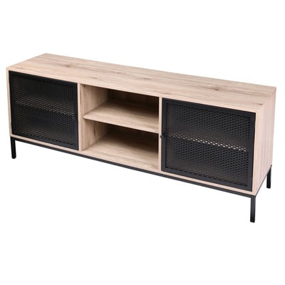 Meuble de Télévision en Bois et Métal Grillagé - 2 Portes WADIGA