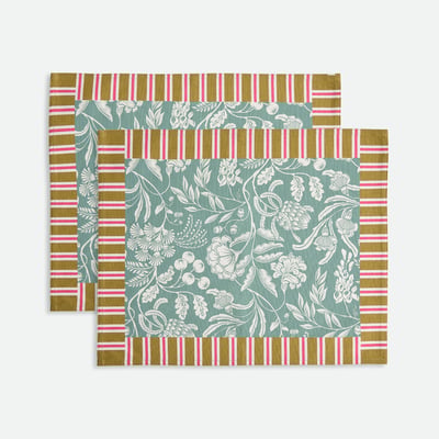 Lot de 2 sets de table imprimés, en coton, LINDA LA REDOUTE INTERIEURS