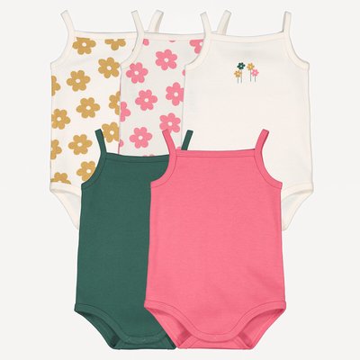 Lot de 5 bodies à fines bretelles, thème floral LA REDOUTE COLLECTIONS