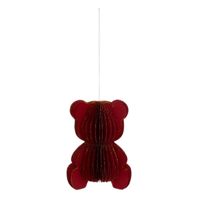 Sujet ourson papier H12 cm rouge ATMOSPHERA