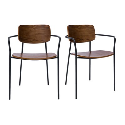 Chaises en bois clair chêne et métal noir (lot de 2) SUSAN MILIBOO