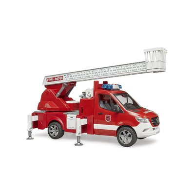 Camion pompier Mercedes Benz Sprinter avec échelle, pompe à eau et module son et lumière BRUDER