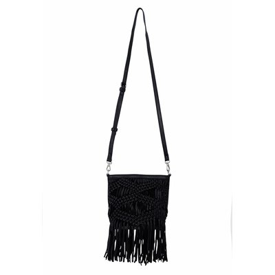 Bolso bandolera, de piel tejida con flecos IKKS