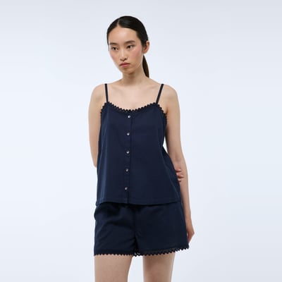Pyjashort bretelles uni en coton BIO GOTS MONOPRIX