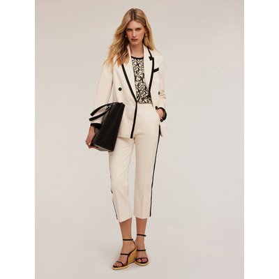 Pantalon cropped en double coton avec bande latérale de couleur contrastante MOTIVI