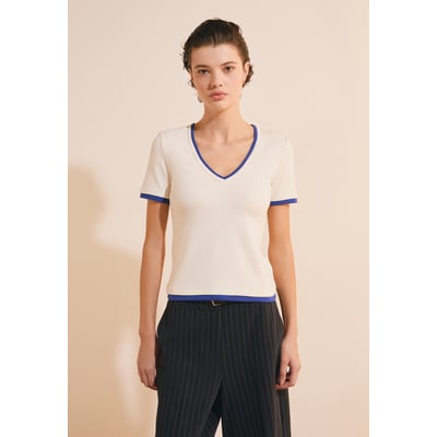 T-shirt à manches courtes col V en coton ADULA ETAM