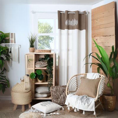 Rideau tamisant et brodé au style nature LOVELY CASA
