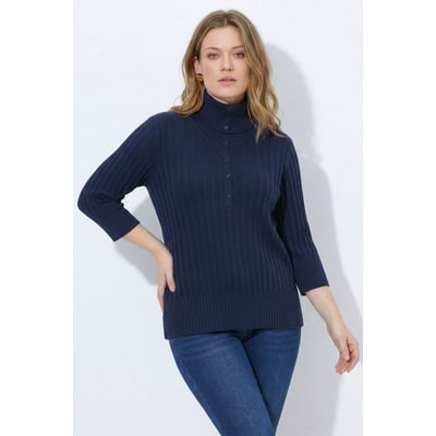 Pull col roulé en coton bio, manches 3/4 ULLA POPKEN