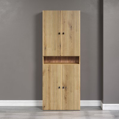 Double colonne de salle de bain rainurée 4 portes et 1 niche L70 cm -PUREBLISS CALICOSY