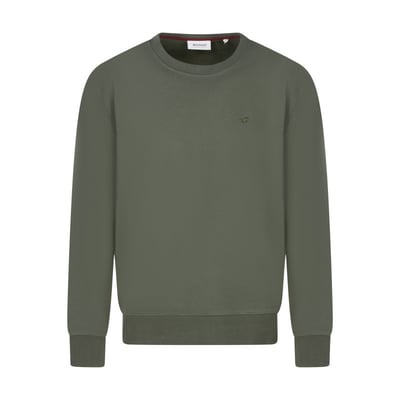 Sweat en coton camel uni avec une coupe droite et un col rond MUSTANG