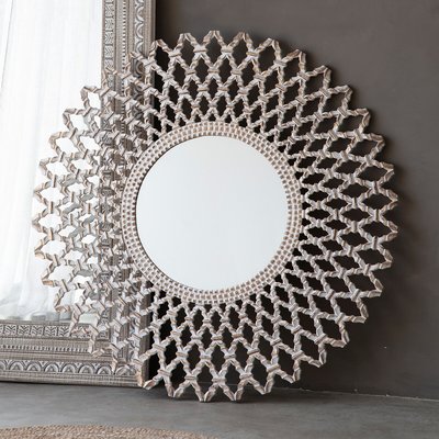 122cm Round Wood Lattice Mirror SO'HOME
