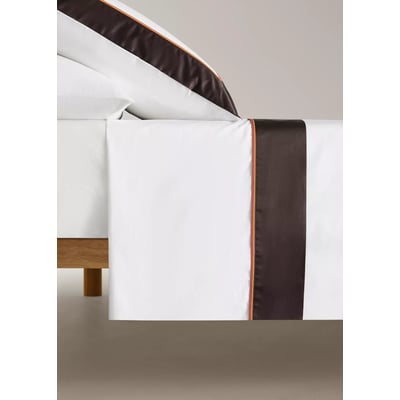 Drap plat percale de coton 200 fils bord satin lit 90 cm MANGO HOME