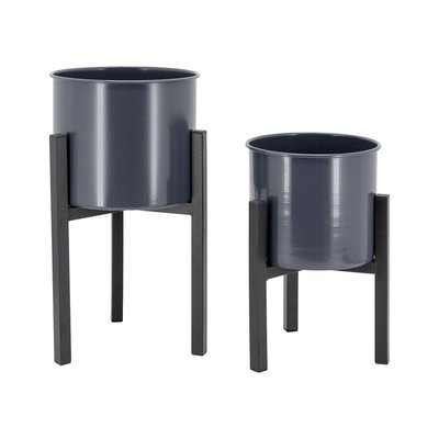 Cache-pots en métal noir Graph (Lot de 2) AUBRY GASPARD