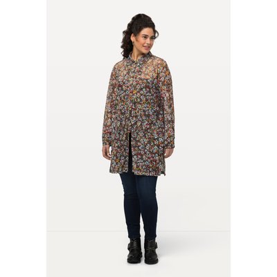 Blouse en tulle à col chemise et manches ULLA POPKEN