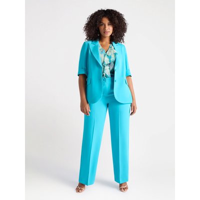 Pantalon droit avec fermeture éclair et bouton sur le devant, en tissu fluide FIORELLA RUBINO