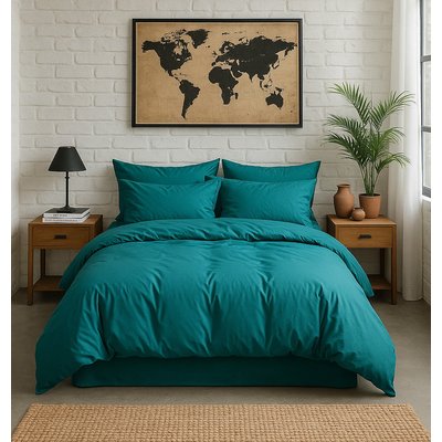 Housse de couette percale de coton lavé unie, Elegance BATON ROUGE