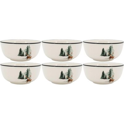 Vaisselle en porcelaine décor Cerf et Sapin, style fait main Bol AUBRY GASPARD