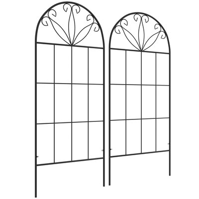 Treillis de jardin lot de 2 support pour plantes grimpantes en métal noir OUTSUNNY
