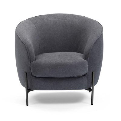 Fauteuil tissu bleu foncé pieds noirs Moon ZAGO