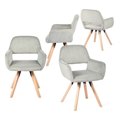 Lot de 4 chaises de salle à manger velours côtelé scandinave, CROMWELLMID MEUBLES COSY