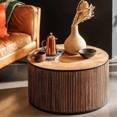 Table basse ronde en bois de teck recyclé MONACO PIER IMPORT
