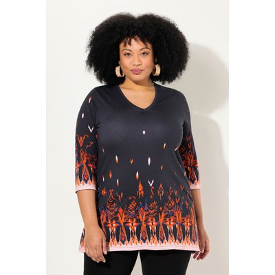 T-shirt long à imprimé, col V et manches 3/4 ULLA POPKEN