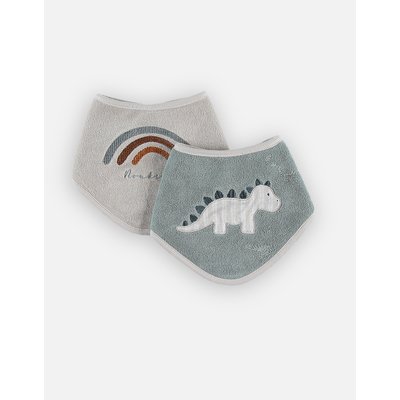 Lot de 2 bavoirs bandana en éponge, vert/beige NOUKIE'S