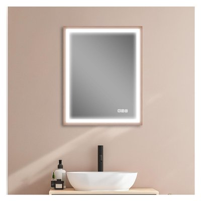 Miroir LED rectangulaire 75x60cm avec cadre en bois GLIMMA MOB IN