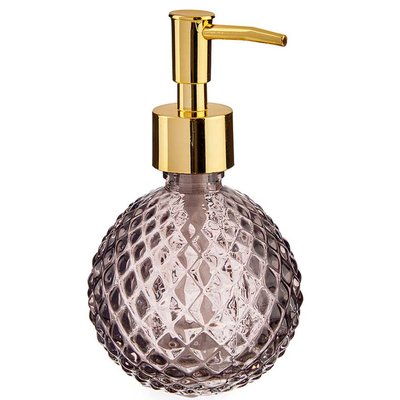 Distributeur de savon en verre gris et doré boule 200ml WADIGA