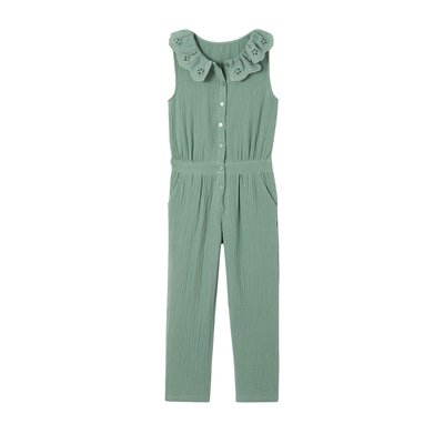 Combinaison longue cérémonie en gaze de coton col en broderie anglaise VERTBAUDET