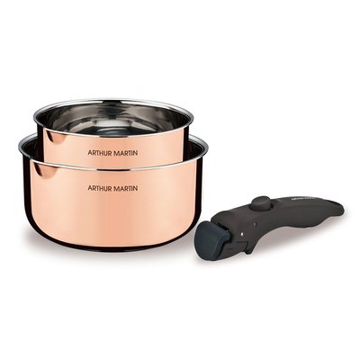 Set de 2 casseroles cuivre 16 et 20cm avec poignée ARTHUR MARTIN