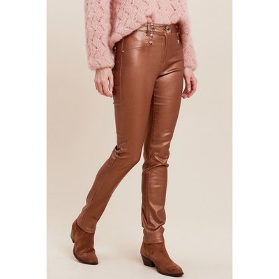 Pantalon enduit marron femme La Redoute