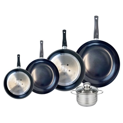 Batterie 4 poêles 20/24/28/32cm + 1 faitout 14cm PRIMA BRILLANT ELO