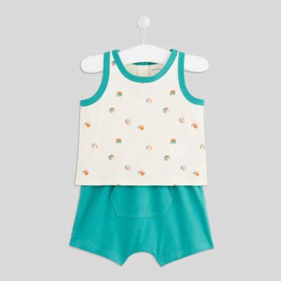 Ensemble débardeur imprimé et short uni en coton BIO, certifié GOTS et OEKO-TEX BOUT'CHOU