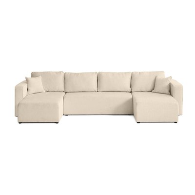 Canapé Panoramique Convertible Tissu velours relief 7 places - TOPAZE LISA DESIGN