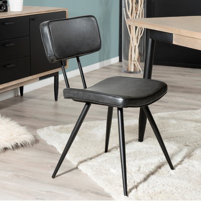 Chaise vintage tissu noir/gris anthracite (lot de 2) TIM PIER IMPORT