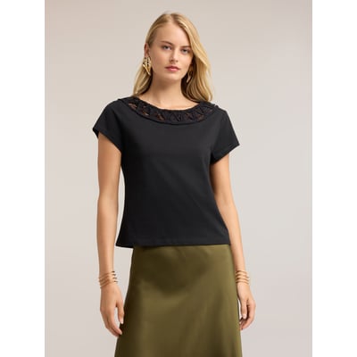 T-shirt avec encolure bateau brodée MOTIVI